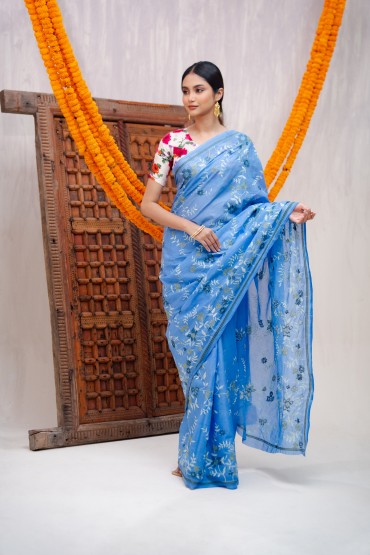 Embroidered Cotton Sari